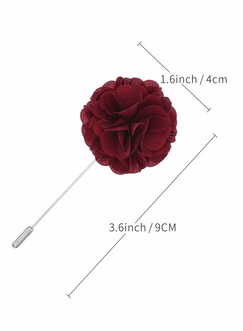 KASTWAVE Flower Men's Lapel Pins, 16 Pieces Handmade Satin Fashion Boutonniere Pin for Suit Wedding Groom with a Box - Image 4
