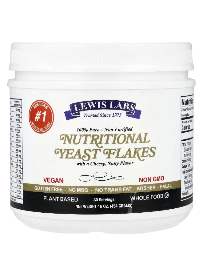 Lewis Labs, Nutritional Yeast Flakes, Cheesy Nutty, 16 oz (454 g) - Image 1