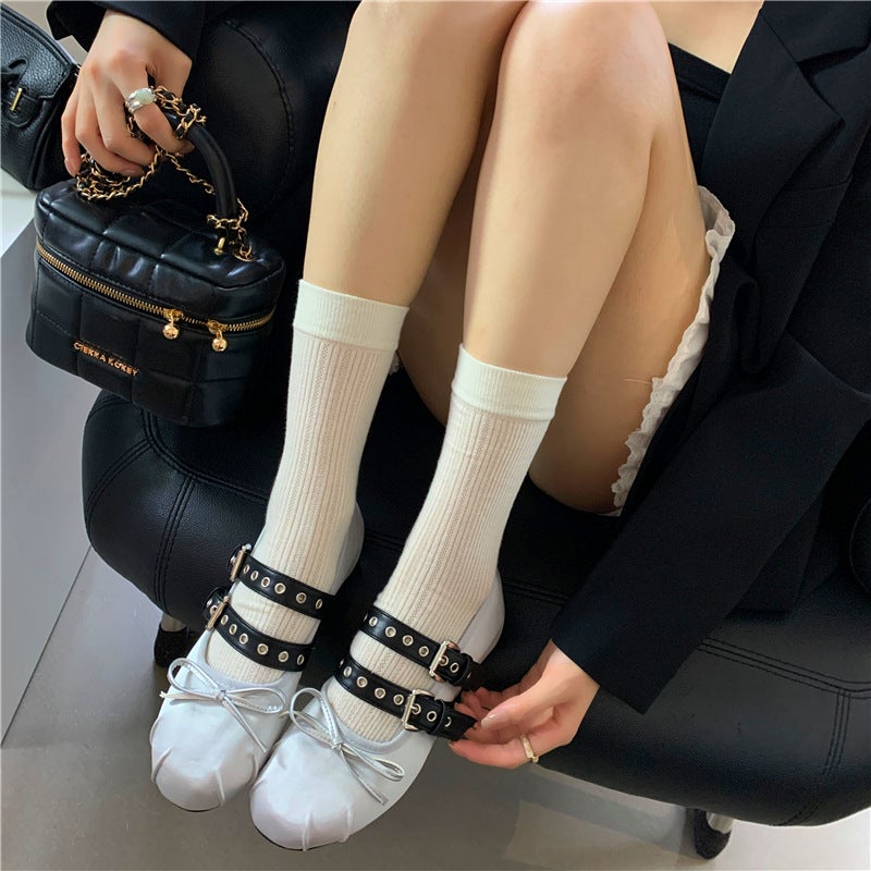 Inner Height-Increasing Satin Mary Jane Shoes, 2024 Autumn French Evening Style Ballet Shoes, Round Toe, Fashionable And Casual - Image 4