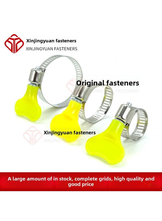 Stainless Steel Throat Hoop Plastic Handle Throat Hoop American Yellow Handle Clamp Gas Pipe Hose Hoop-Specifications:Plastic Handle 32-44  - Image 5