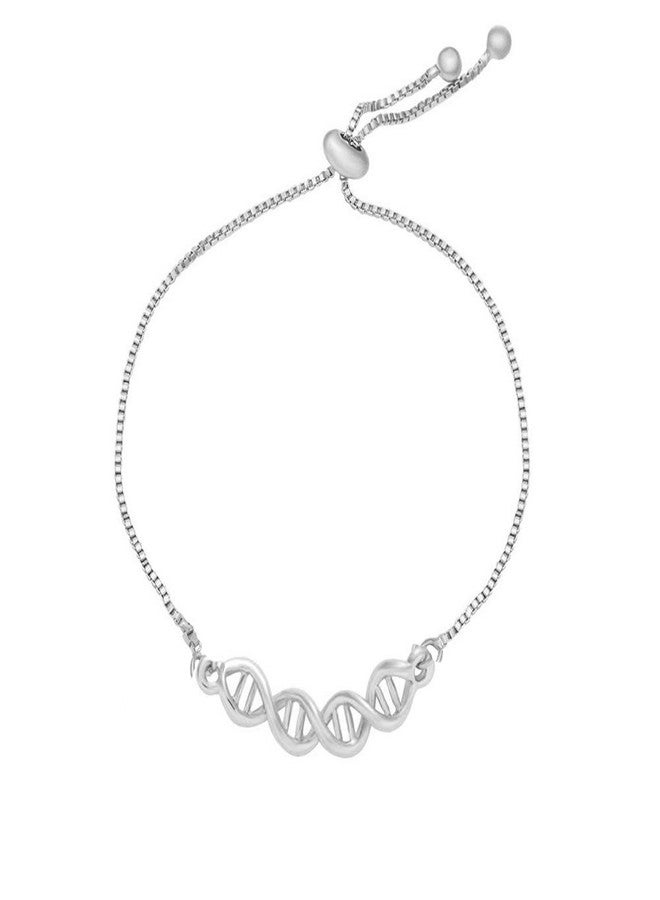 MANZHEN Adjustable Infinity Spiral DNA Double Helix Chemistry Science Bracelet (silver)