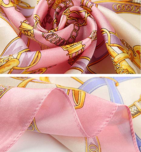 MEISEE 100% Mulberry Silk Scarfs Small Square Scarf 21" x 21" Neck Scarf Breathable Lightweight for Women Gift Packed (G-30 Grace Pink) - Image 4
