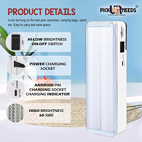 Pick Ur Needs Rechargeable Home Emergency Lantern 60 SMD Tube Floor Lamp Light (White) - Image 3