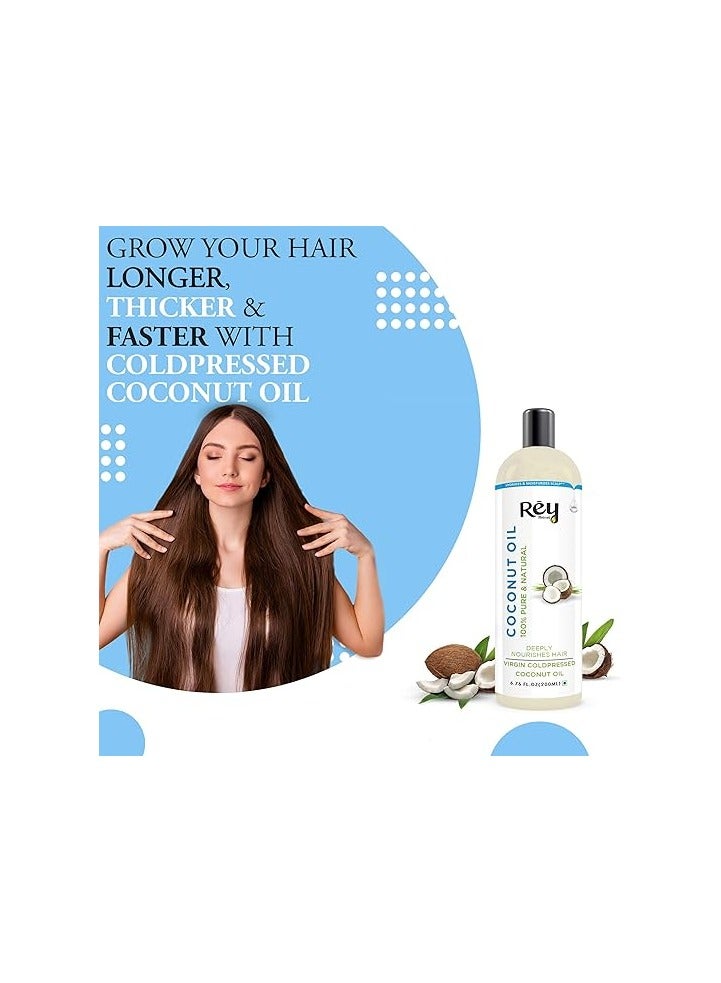 Rey Naturals ReyNaturals Cold Pressed Coconut oil for hair and skin 200 ml - Image 2