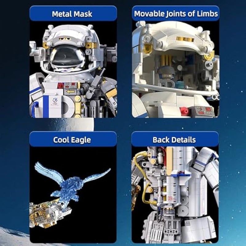 Astronaut Building Blocks Set for Adults, Space Toys Kits Spaceman Collectible Model Decor Display Birthday for Old Kids Men Boys Girls 8-12 7-9 Compatible with Lego (1449 PCS) - Image 4