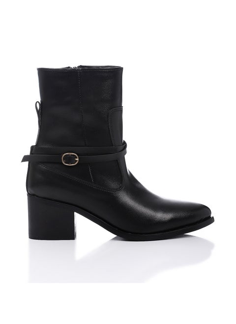 Side Zipper Closure Semi-Pinted Toecap Leather Boots