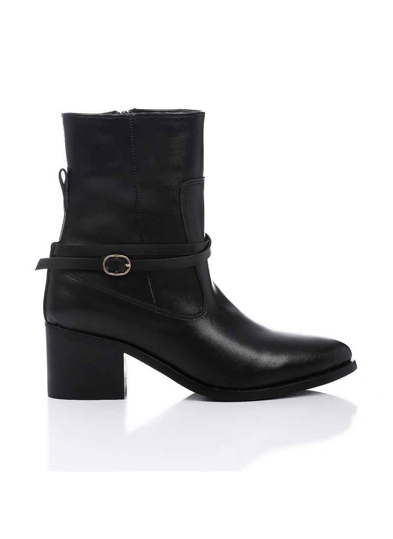 Side Zipper Closure Semi-Pinted Toecap Leather Boots