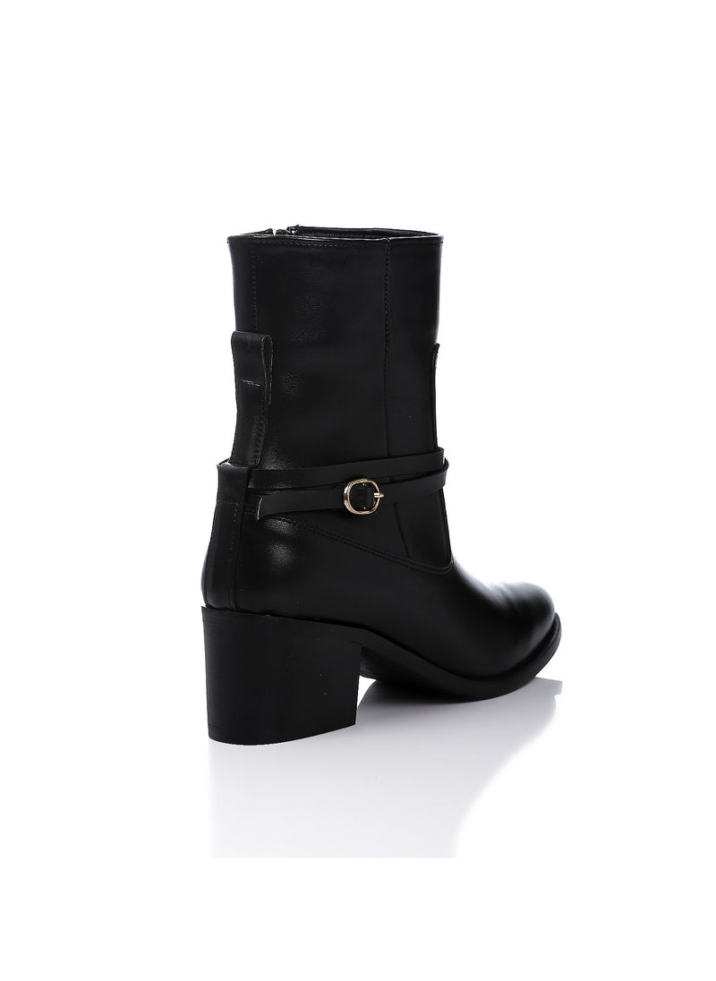 Side Zipper Closure Semi-Pinted Toecap Leather Boots