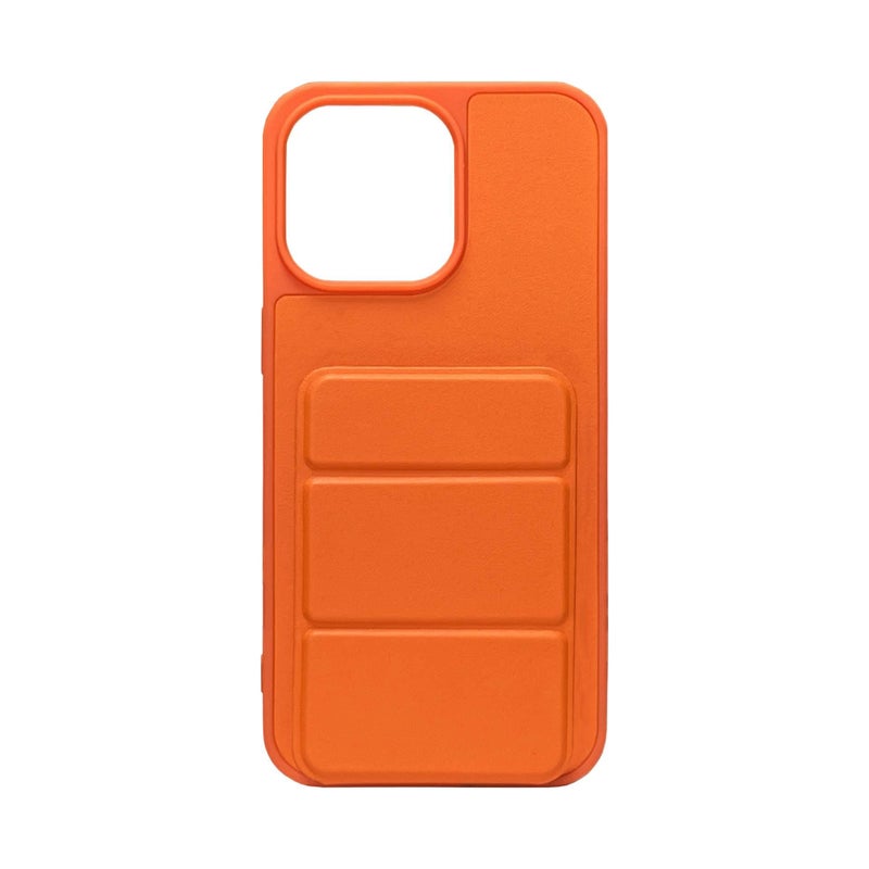 BB Leather Texture Protective Case for iPhone 16 / 16 Plus / 16 Pro / 16 Pro Max with Card Holder and Drop Protection plus Shockproof plus Kickstand plus Strong Magnetic in Orange - Image 1