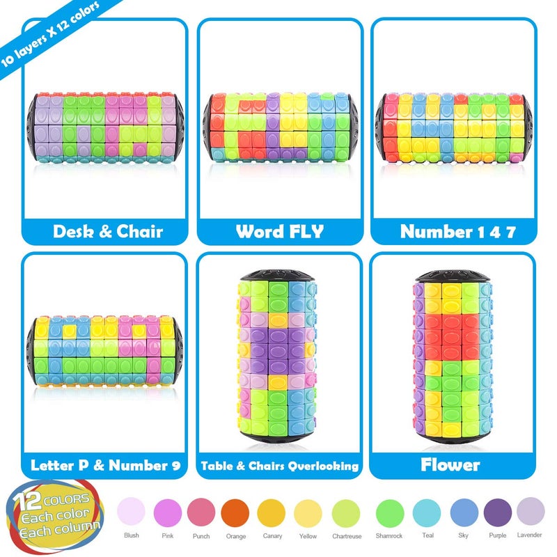 R.Y.TOYS Rotate and Slide Puzzle-Design Patent,Fidget Toys(Restore Order/Create Patterns) 12 Colors,10 Layers-Open Cover for Quick Play,Brain Teaser,Sensory Toys,Birthday Gifts,Stocking Stuffers - Image 2