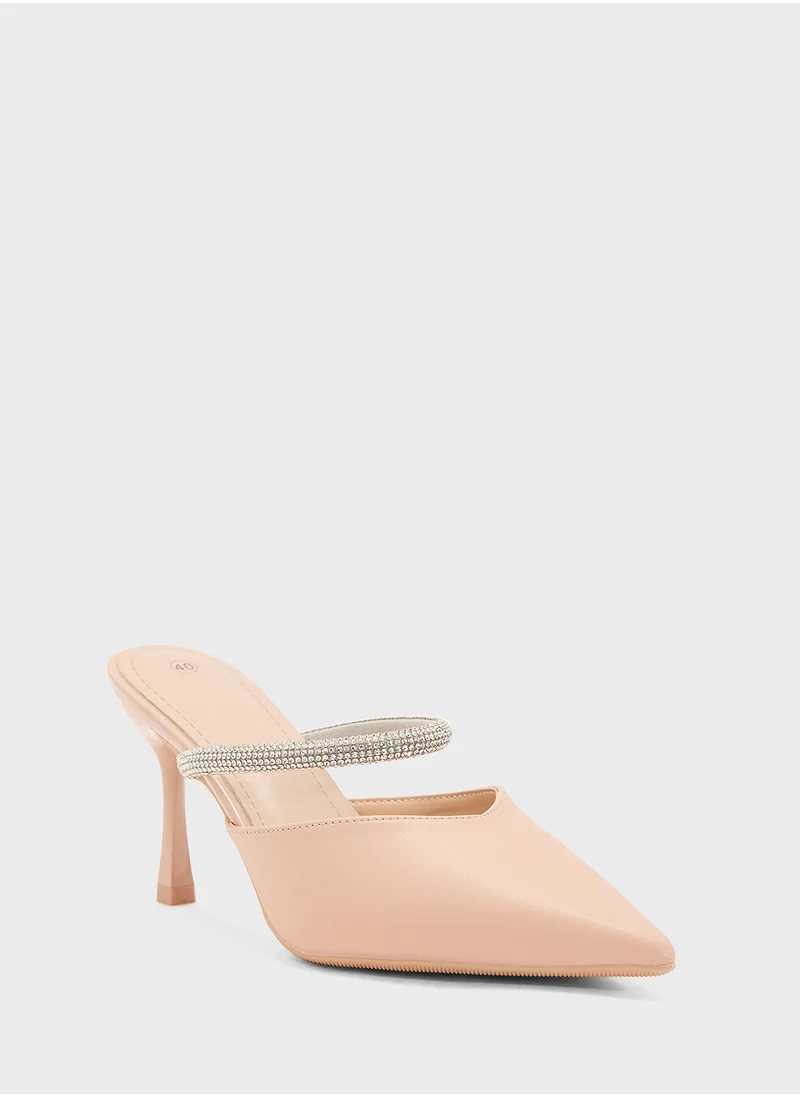 Ella Limited Edition Diamante Strap Heeled Mule