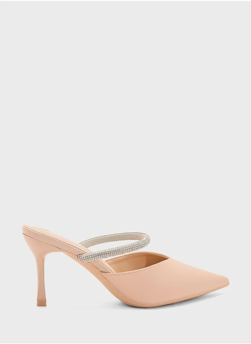 Ella Limited Edition Diamante Strap Heeled Mule