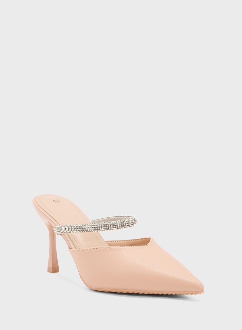 Ella Limited Edition Diamante Strap Heeled Mule  - Image 2