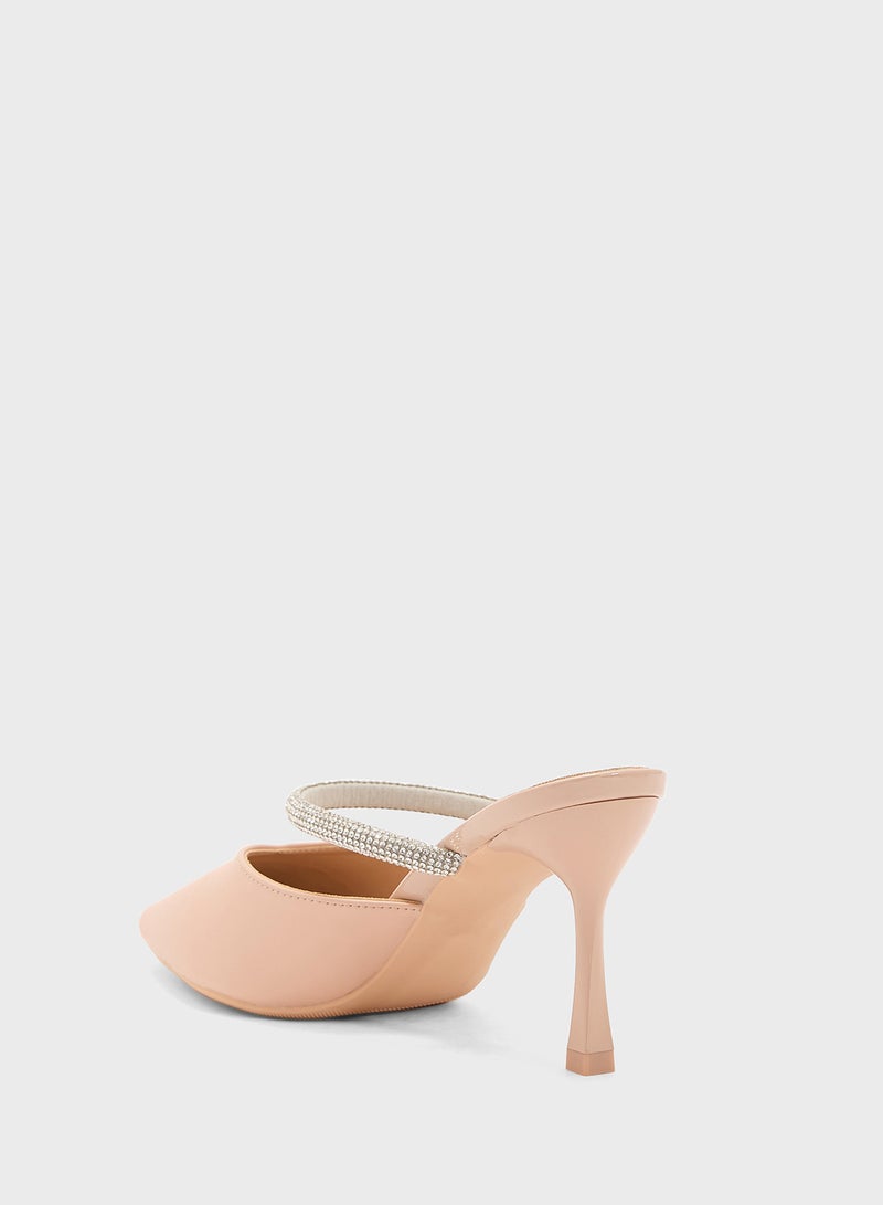 Ella Limited Edition Diamante Strap Heeled Mule  - Image 3