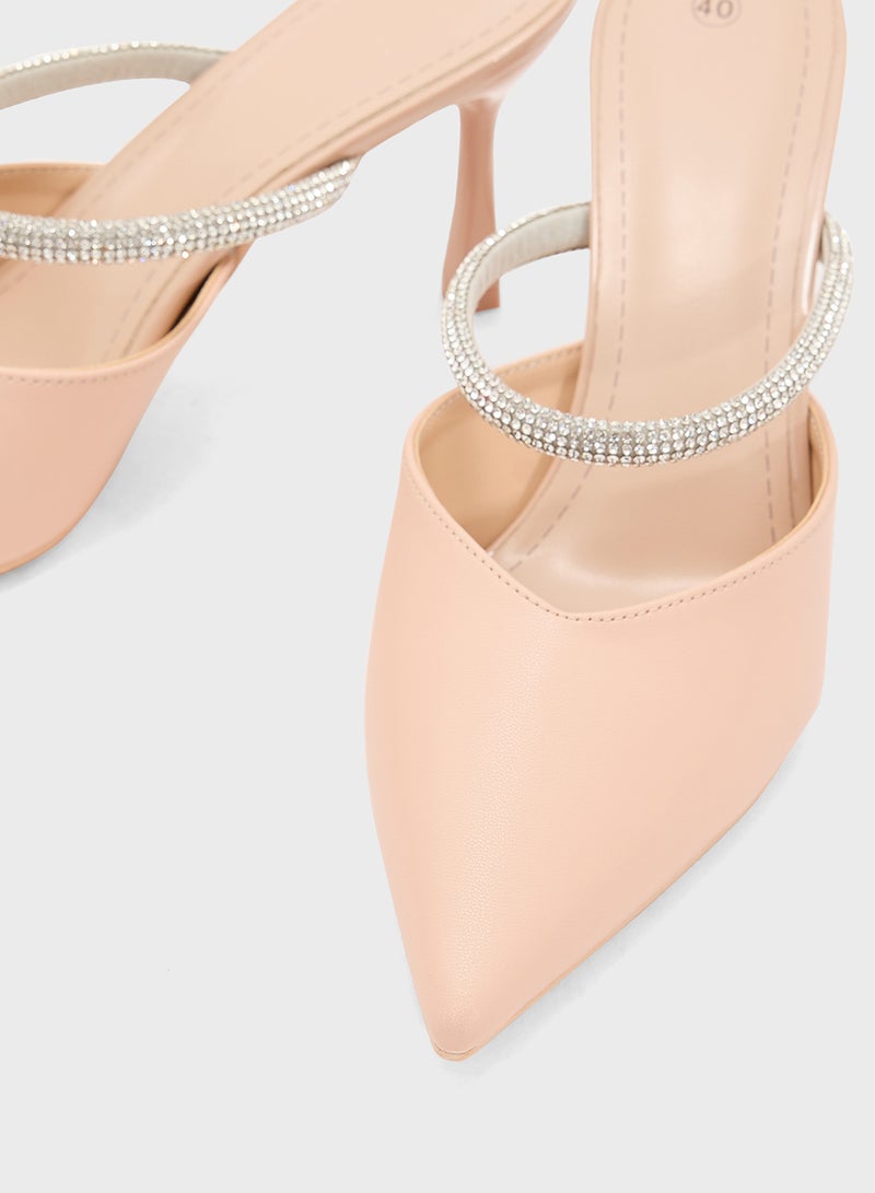 Ella Limited Edition Diamante Strap Heeled Mule  - Image 4