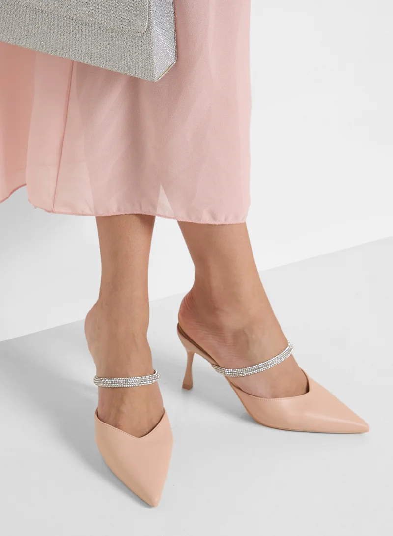 Ella Limited Edition Diamante Strap Heeled Mule