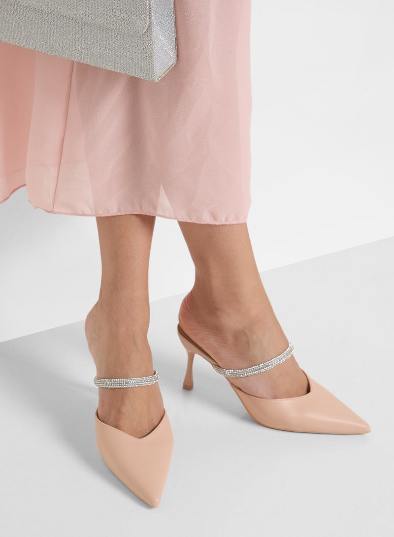 Ella Limited Edition Diamante Strap Heeled Mule  - Image 5