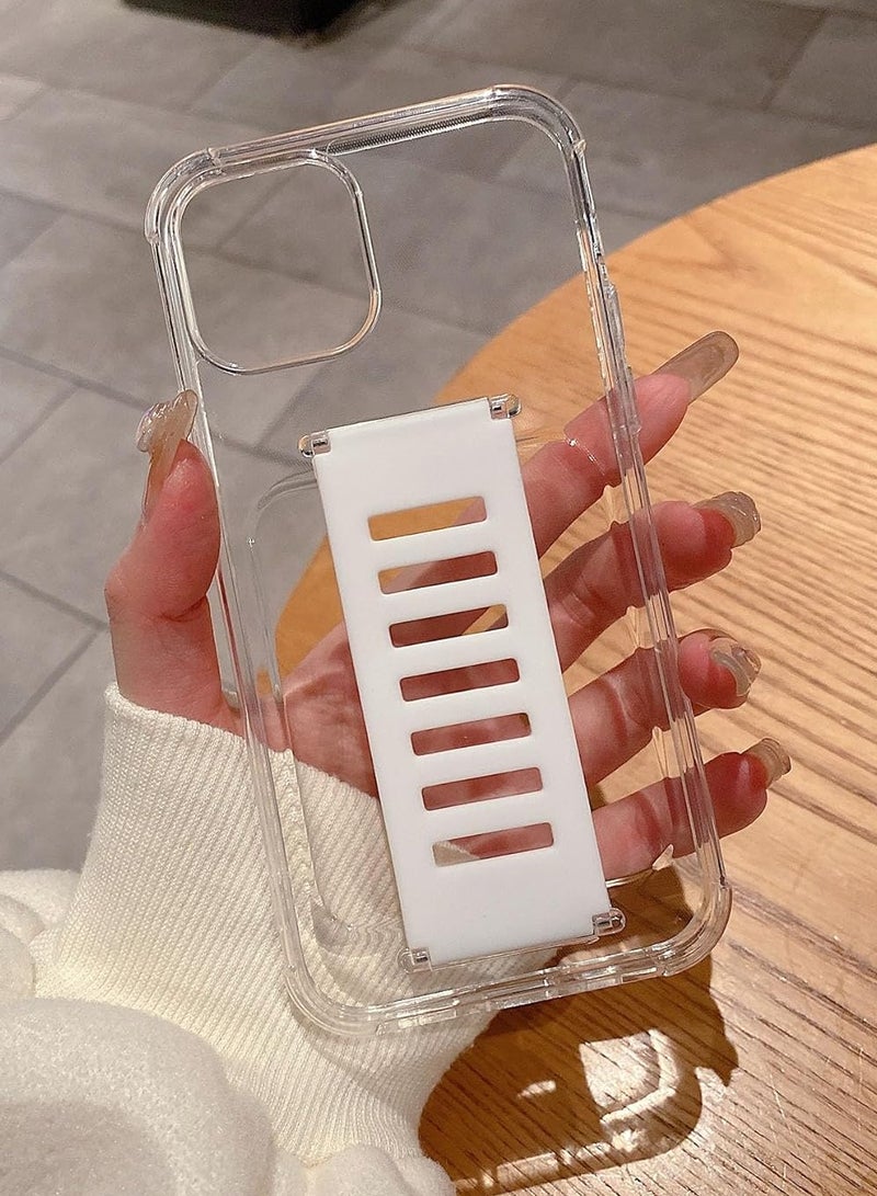 Slim series Protective Cover For The Apple iPhone 12 \12 Pro, Transparent, non-yellowing transparent protective case for the Apple iPhone 12 \12 Pro, and a protector with an innovative wrist strap for carrying and a strong grip tape that helps provide a secure grip on the device, transparent/white  - Image 1