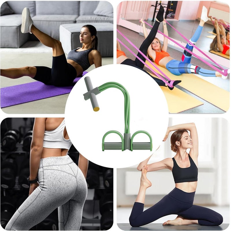 YOOJ 6-in-1 Pedal Resistance Band Set - Multifunction Natural Latex Tension Rope with Non-Slip Handles for Full Body Home Gym Workout - Image 5