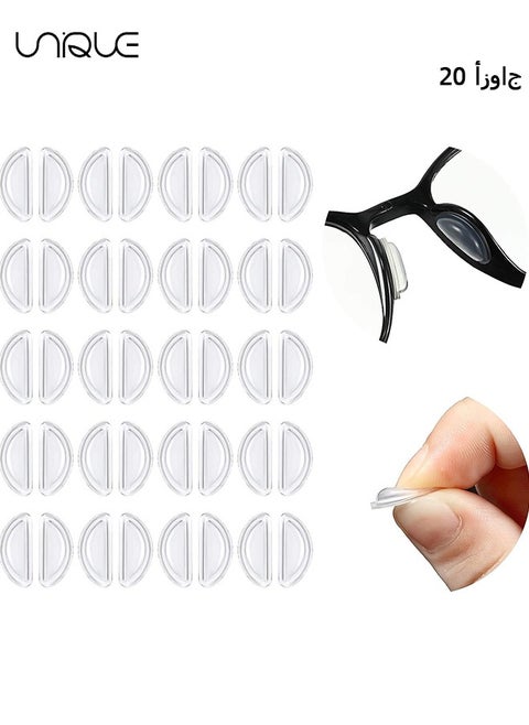 20 Pairs Eyeglass Nose Pads, Soft Silicone Adhesive Glasses, Anti-Slip Heighten Air Chamber Nose Pads, Design More Soft and Comfortable for Full Plastic Frames, Eyeglasses, Sunglasses