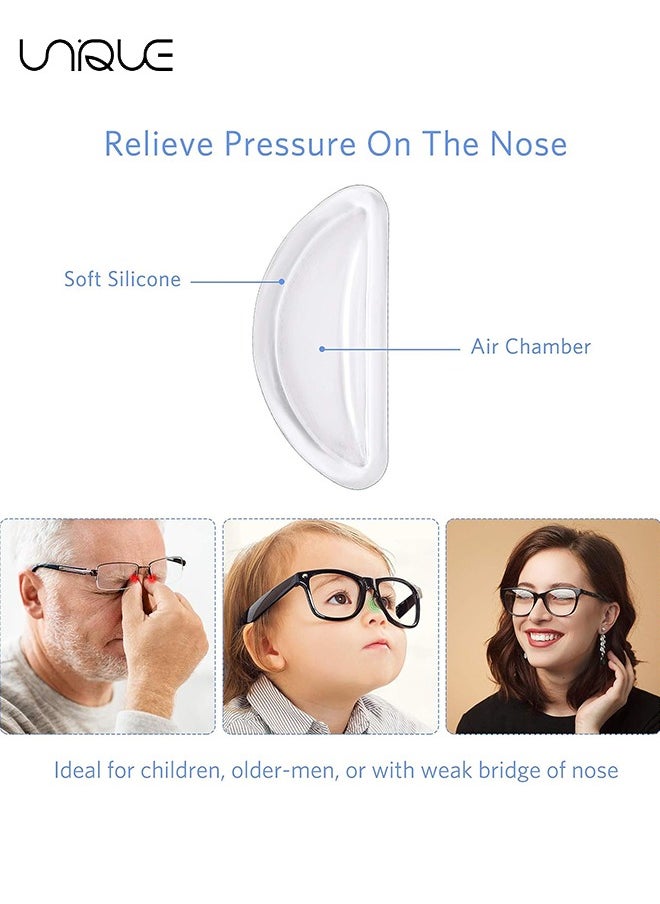Unique - 20 Pairs Eyeglass Nose Pads, Soft Silicone Adhesive Glasses, Anti-Slip Heighten Air Chamber Nose Pads, Design More Soft and Comfortable for Full Plastic Frames, Eyeglasses, Sunglasses - Image 1
