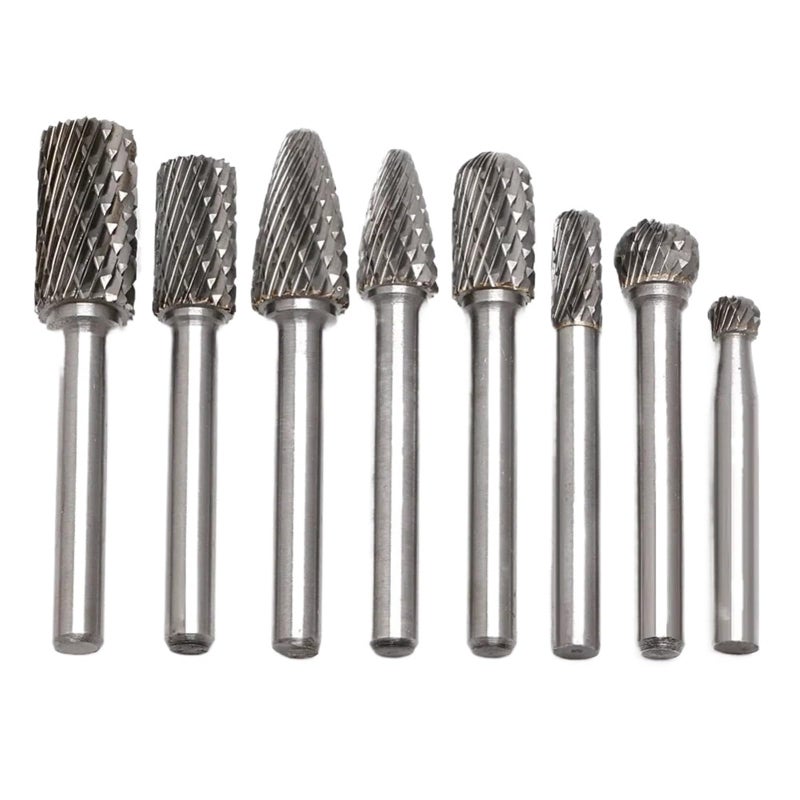 Tungsten Carbide Rotary Burr Bits Set 8pcs 6mm To 12mm Head 6mm Shank - Image 2