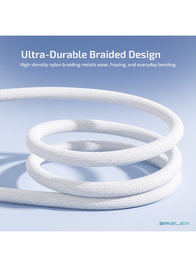 BRIZLER 60W Type-C to Type-C Braided Fast Charging Cable | 1M Durable Data Cord, High-Speed Sync, Reversible USB-C Connectors for Laptops, Tablets & Smartphones - White - Image 5
