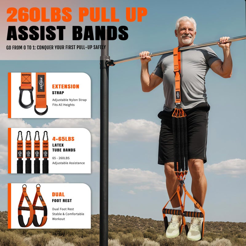 NTIUYOT Pull Up Bands, Heavy Duty Resistance Bands with Handle, Workout Bands for Pull Up Bar, Pullup Assist Band Set for Exercise, Full Body Workout, Home Gym for Enhanced Strength, Muscle Training - Image 2