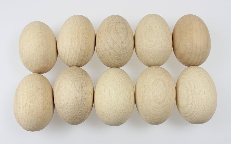 efo Wooden Eggs for Arts and Crafts or Festive Decorations  Great Gift Idea for Easter Basket Egg Hunt or Home Decor  Unpainted Fake Dummy Wood Eggs Set of 10