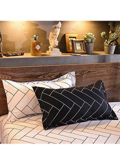 GOLDEN HOME طقم غطاء لحاف بنمط مخطط مكون من 6 قطع مقاس كينج/كوين/مفرد. تتضمن المجموعة 1 غطاء لحاف، 1 ملاءة سرير جاهزة، 4 أكياس وسائد  - Image 4