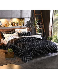 GOLDEN HOME طقم غطاء لحاف بنمط مخطط مكون من 6 قطع مقاس كينج/كوين/مفرد. تتضمن المجموعة 1 غطاء لحاف، 1 ملاءة سرير جاهزة، 4 أكياس وسائد  - Image 3