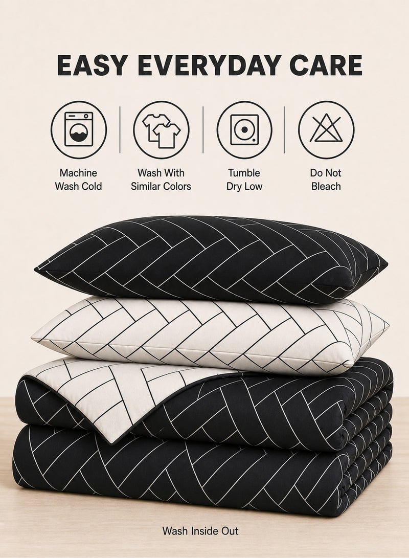 GOLDEN HOME 6 Piece King/Queen/Single Size, Striped Pattern Duvet Cover Set. Set Includes 1 Comforter Cover, 1 Fitted Bedsheet,4 Pillowcases - Image 5