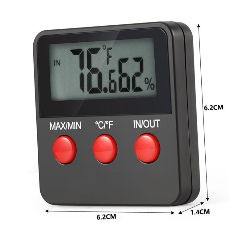 Digital Thermometer Hygrometer For Reptile Eggs Hatching Accurate Temperature Humidity Monitor Black - Image 3
