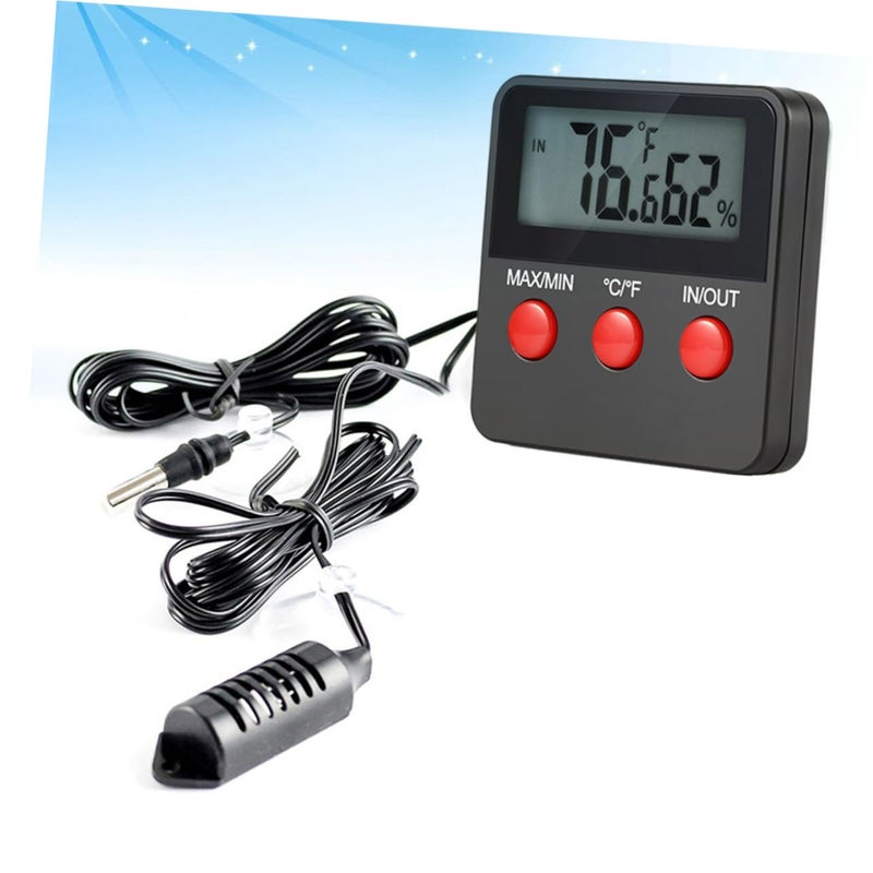 Digital Thermometer Hygrometer For Reptile Eggs Hatching Accurate Temperature Humidity Monitor Black - Image 2