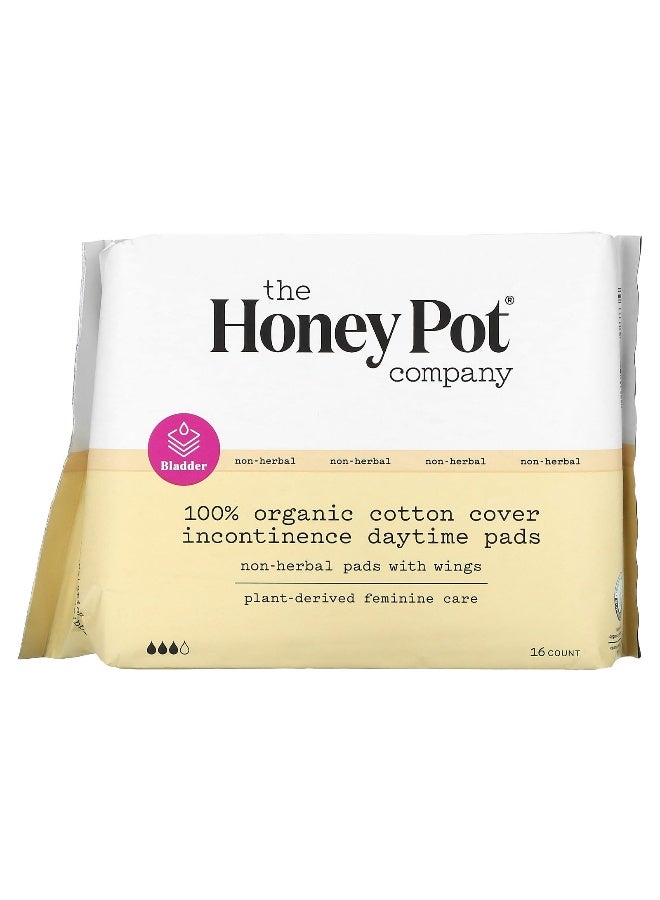 The Honey Pot Company, 100% Organic Cotton Cover Incontinence Daytime Pads, 16 Count - Image 1