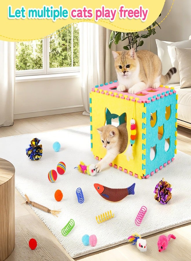 Natheeph Cat Toys for Indoor Cats, Interactive Cat Toy 49pcs Including Cat Wand Toy & Cat Feather Toys Refills, Funny Kitten Toys with Play Tent, Springs, Balls for Bored Indoor Cats Exercise & Chase - Image 3