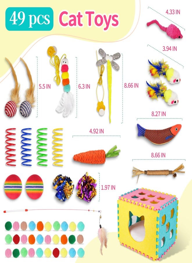 Natheeph Cat Toys for Indoor Cats, Interactive Cat Toy 49pcs Including Cat Wand Toy & Cat Feather Toys Refills, Funny Kitten Toys with Play Tent, Springs, Balls for Bored Indoor Cats Exercise & Chase - Image 2