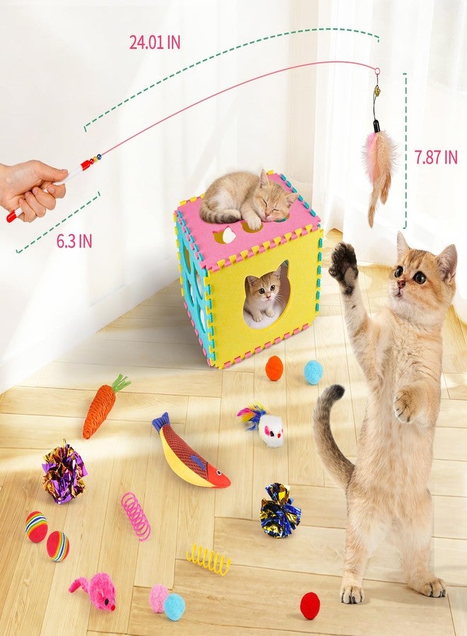 Natheeph Cat Toys for Indoor Cats, Interactive Cat Toy 49pcs Including Cat Wand Toy & Cat Feather Toys Refills, Funny Kitten Toys with Play Tent, Springs, Balls for Bored Indoor Cats Exercise & Chase - Image 4