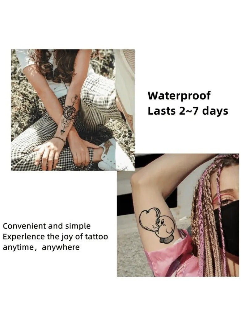 Ucanbe 5pcs Red Henna Hand Tattoo Stickers – Lace-Style Spray Paint Look, Waterproof & Long-Lasting Temporary Tattoos for Women - Image 4