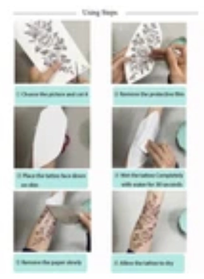 Ucanbe 5pcs Red Henna Hand Tattoo Stickers – Lace-Style Spray Paint Look, Waterproof & Long-Lasting Temporary Tattoos for Women - Image 3