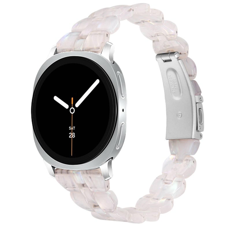LL White Resin Bracelet Strap Smartwatch Band Compatible with Samsung Galaxy Watch 8 Classic with Adjustable Fit Replacement Strap for Daily Wear - Image 1