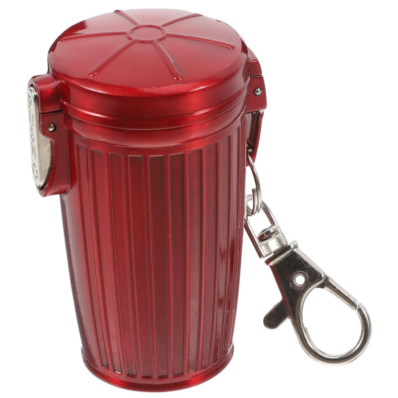 Luxshiny Portable Miniature Ashtray With Lid Fire Resistant Pocket Trash Can Smokeless Sealed Container For Outdoor Travel Car Use Compact Red Pocket Ashtray - Image 2