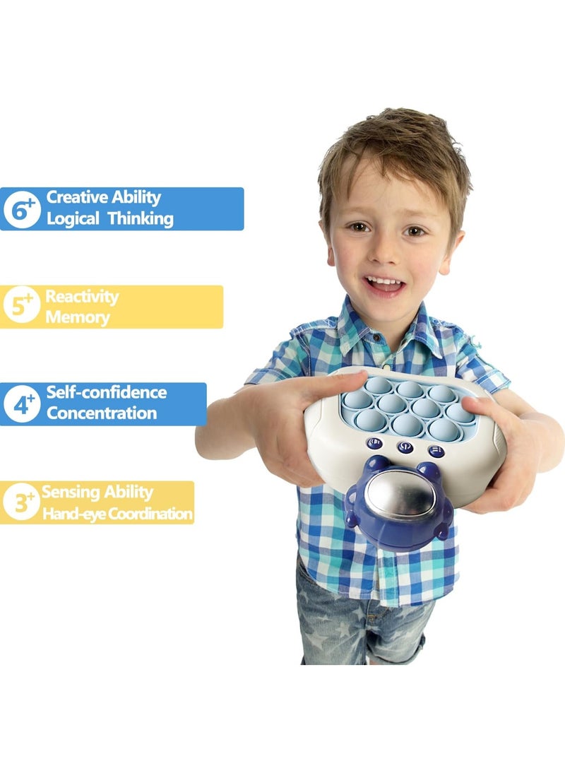 سبيد دفع سريع إلكتروني البوب يضيء الألعاب تخفيف الضغط آلة اللغز الحسية دفع البوب فقاعة لعبة - لعبة زر تفاعلية للأطفال (رائد فضاء أزرق) - Image 3