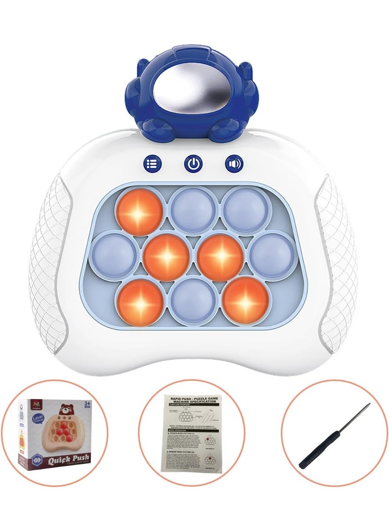 سبيد دفع سريع إلكتروني البوب يضيء الألعاب تخفيف الضغط آلة اللغز الحسية دفع البوب فقاعة لعبة - لعبة زر تفاعلية للأطفال (رائد فضاء أزرق) - Image 1