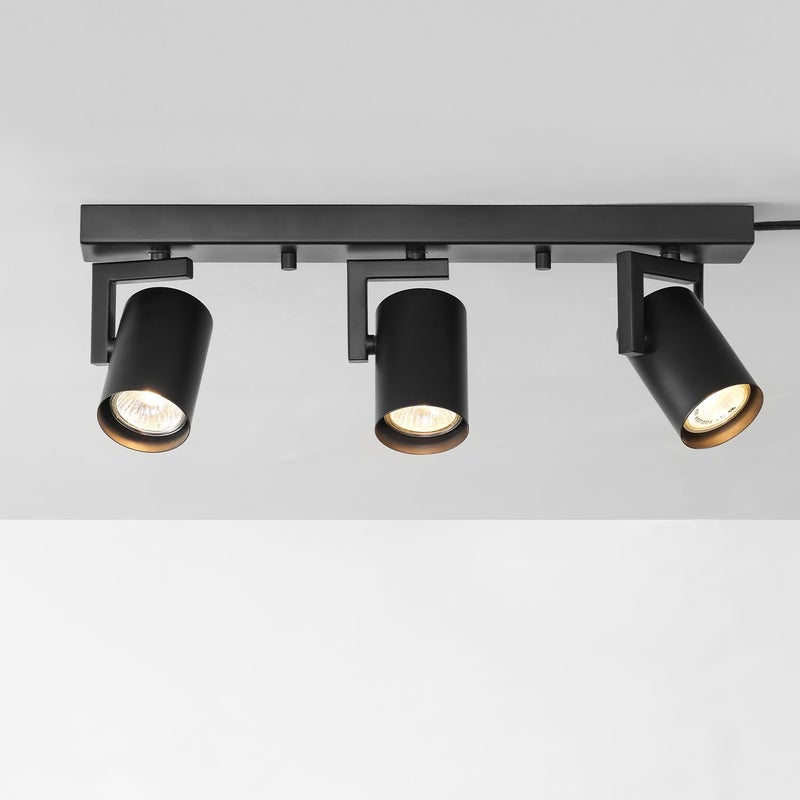 Globe Electric 64000164 17" 3-Light Plug-in Track Lighting, Matte Black, 15 Foot Cord, in-Line On/Off Rocker Switch, Pivoting Track Heads, Ceiling Light, Home Improvement - Image 5