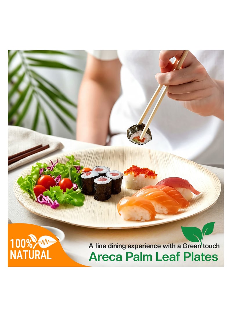 EcoEdge 8 Inch Round Areca Palm Leaf Disposable Plates (Pack of 25) | Biodegradable, Recyclable, Eco Conscious| Sturdy, Chemical Free, Microwave Friendly, Mindfully Disposable | 100% Sustainable - Image 2
