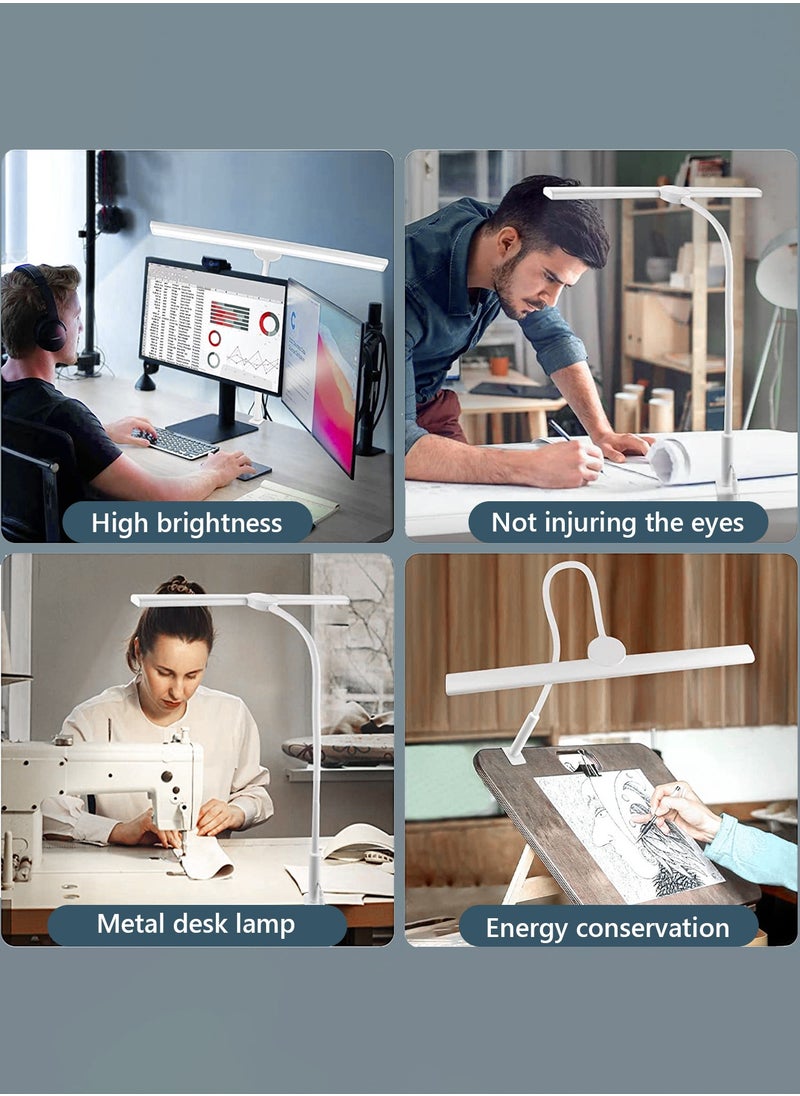 LED Desk Lamp for Office Home - Eye-Caring Architect Task Lamp 30 Lighting Modes Adjustable Flexible Gooseneck Clamp Light for Workbench Drafting Reading Study，English instruction manual,40cm