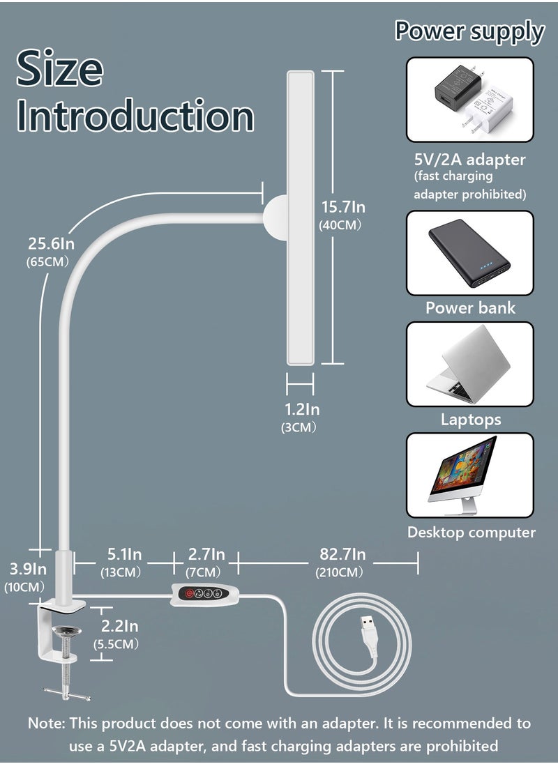 LOOPITYS LED Desk Lamp for Office Home - Eye-Caring Architect Task Lamp 30 Lighting Modes Adjustable Flexible Gooseneck Clamp Light for Workbench Drafting Reading Study，English instruction manual,40cm  - Image 2