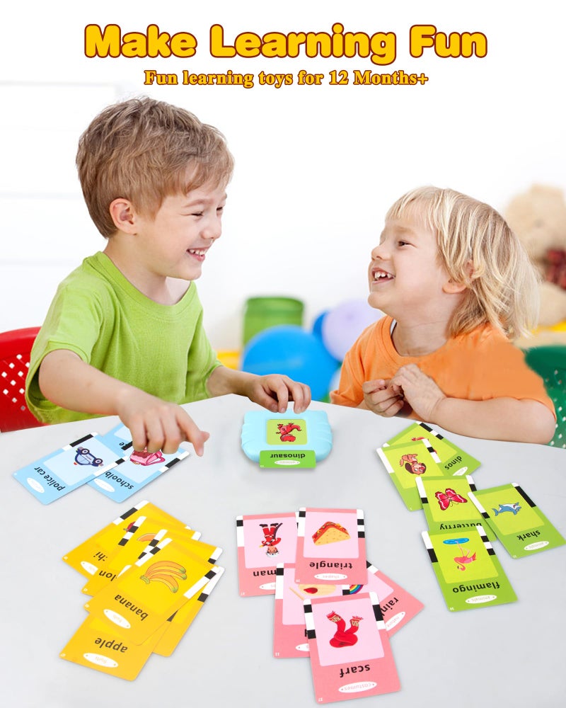 Talking Flash Cards Learning Machine - 112 Pcs Cards With 224 Words USB Rechargeable Storage Case for Preschool Kids Age 1-6 In Blue - Image 4