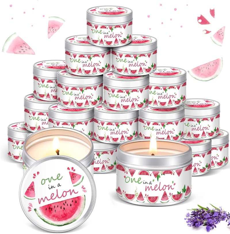 ميتلي 24 قطعة "واحد في بطيخة" هدايا حفلة استقبال مولود شموع معطرة باللافندر، هدايا استقبال مولود للضيوف، شموع تي لايت ريفية، هدايا عودة للكشف عن الجنس (1.2 أونصة، أحمر) - Image 1